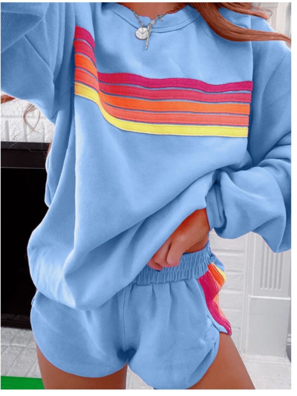 NWT Two Piece rainbow short set